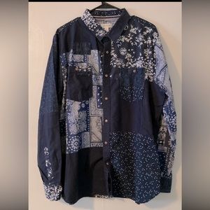 Sun+Stone blue bandana shirt